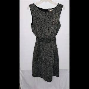 Banana Republic Black and Gray Tweed Midi Dress